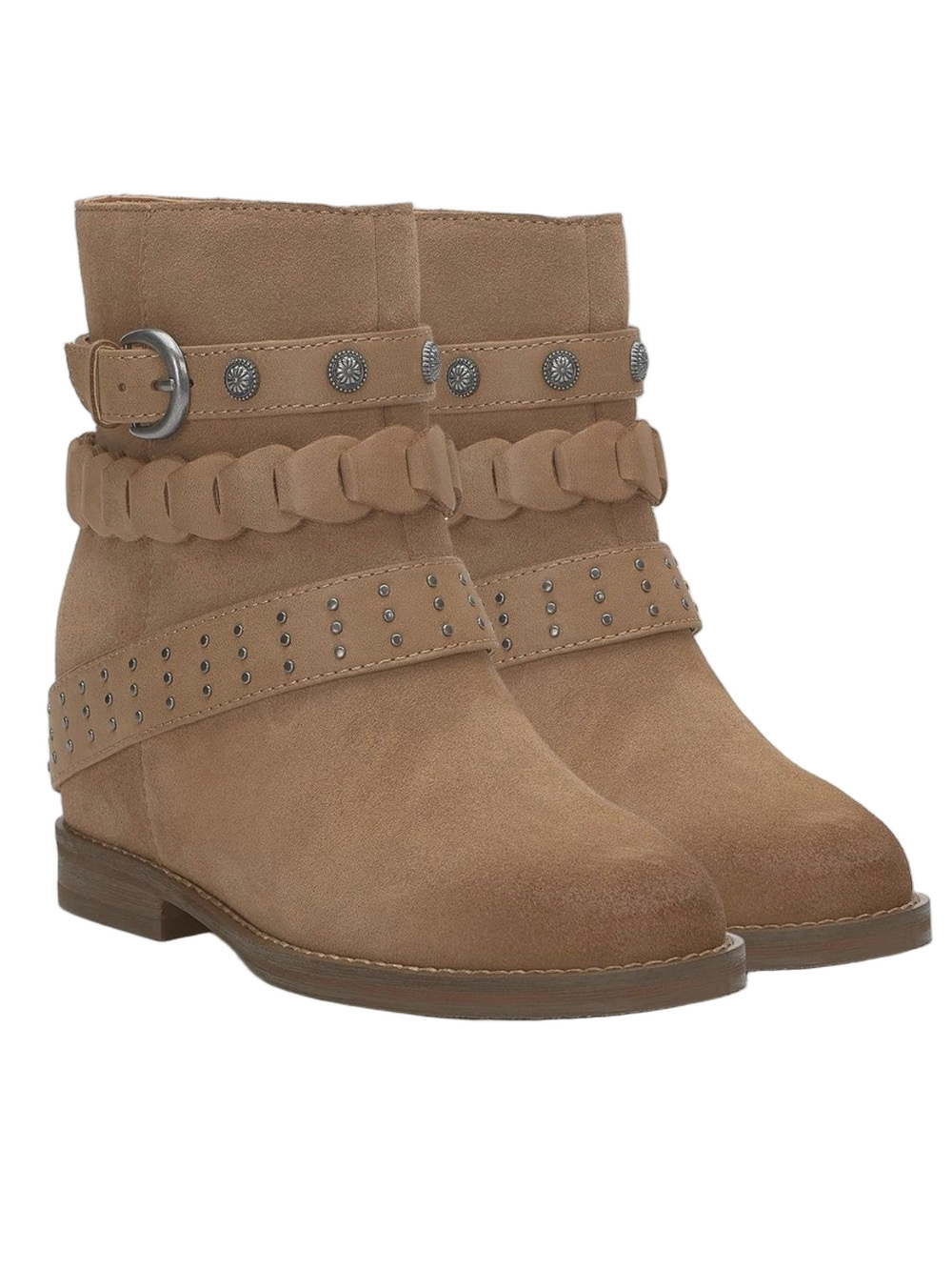 Lucky Brand Miav Tuscany/ Tan Suede Ankle Boots with Braided & Studded Straps 8